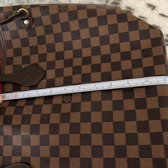 Beautiful Designer Inspired Brown Checkered Tote Bag 💼 - Picture 12 of 12